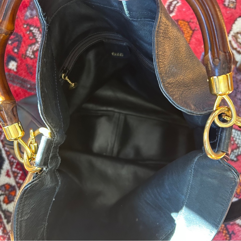 GUCCI Leather 2-Way Hobo Bag, Bamboo Handle & Shoulder Strap, Tom Ford Era - Picture 8 of 8